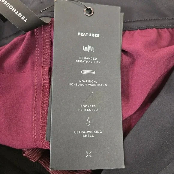 NEW Ten Thousand The Interval Shorts 7" Unlined‎ Men's Size SMALL Maroon - Picture 8 of 12